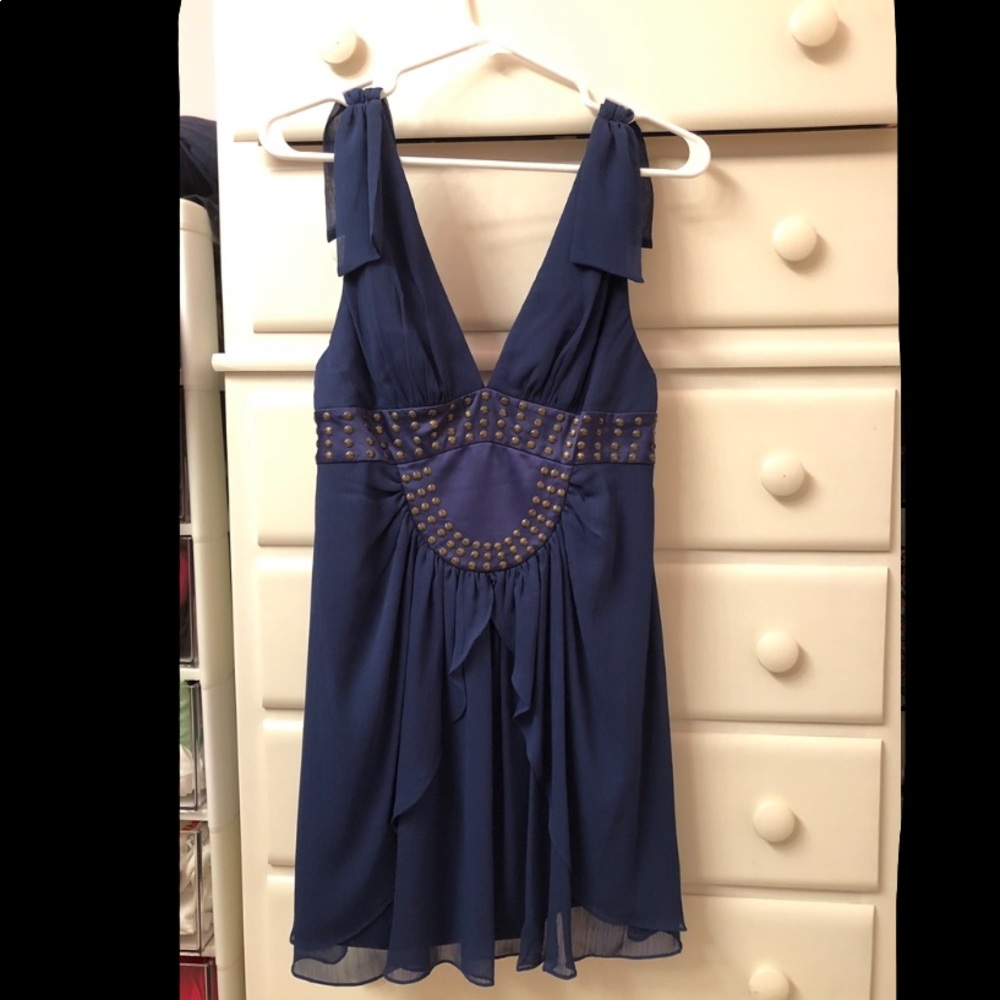 Blue Cocktail Dress with Studded Detail